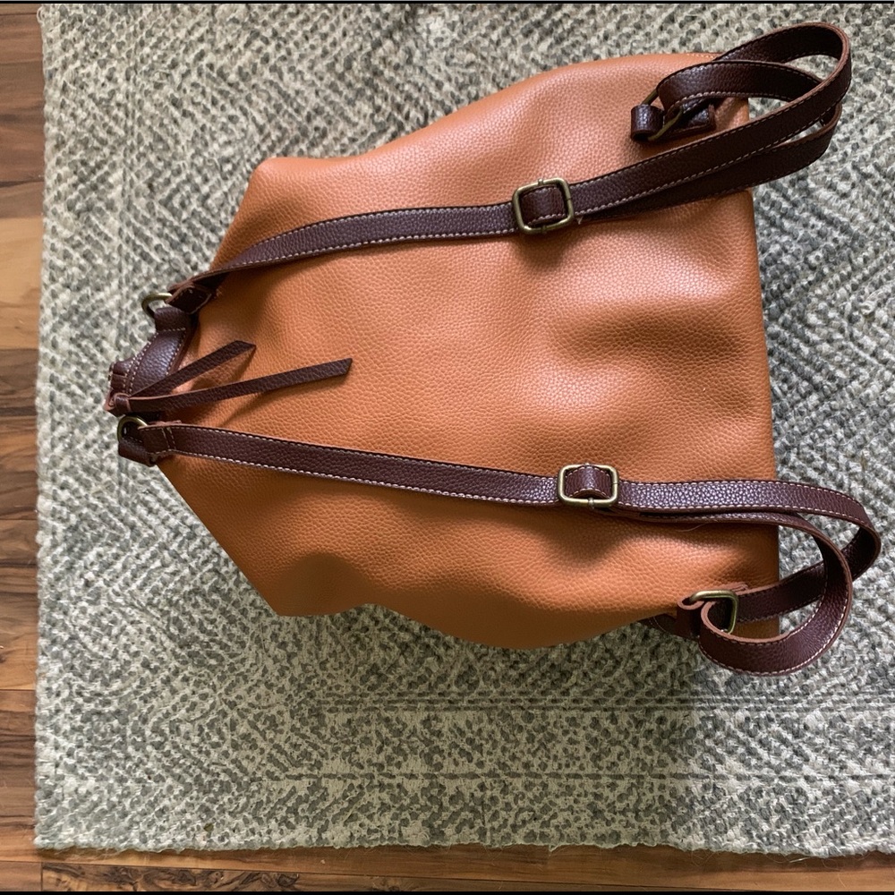 Modern Brown Leather Backpack
